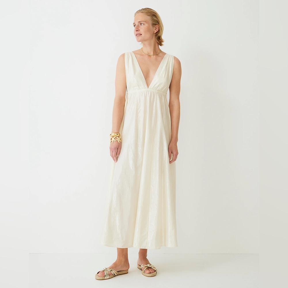 J.Crew Plunge-neck metallic beach dress BS694